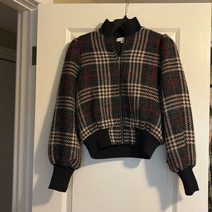 Express X negin mirsalehi Plaid Wool Blend Bomber Style Jacket